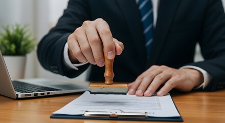 Business Man Stamping Legal Document
