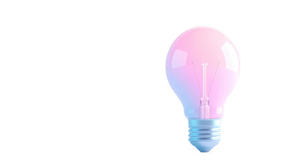 Glowing lightbulb isolated on black background with pink and blue gradients