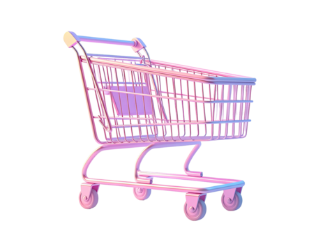Pastel-colored shopping cart isolated against black, minimalist design