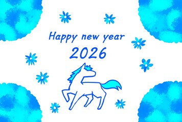 2026年午年年賀状はがきイラスト