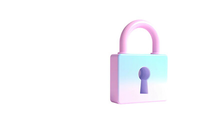 3D rendered pastel lock with keyhole against a black background