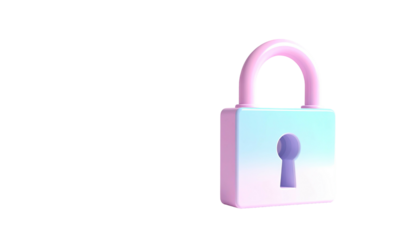 3D rendered pastel lock with keyhole against a black background