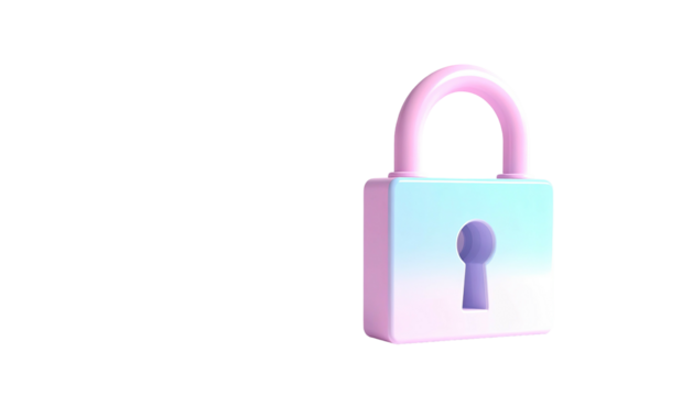 3D rendered pastel lock with keyhole against a black background