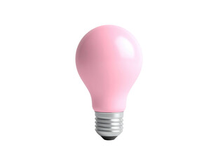 A glossy pink lightbulb against a stark black background