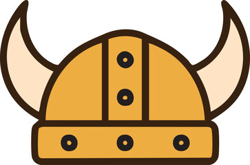 Viking horned helmet in gold and beige