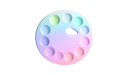 A pastel palette with circular wells, a central hole, and a glossy finish