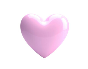 A glossy, pink heart shape floating against a stark, black background