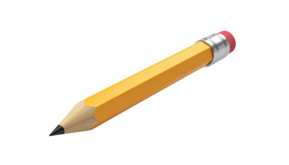 A single, yellow writing tool with a red eraser and sharpened graphite tip