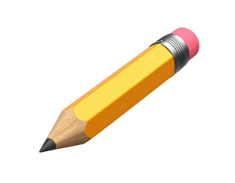 A realistic, yellow pencil, sharpened, with a pink eraser, on a black background