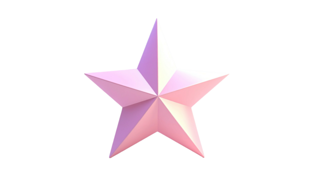 A 3D, glossy, pale pink star isolated on a black background