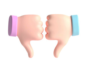 Two cartoon hands with thumbs down, close together, on a black background