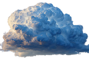 Isolated Cumulus Cloud with Sunlight on a Transparent Background Sky Weather Meteorology Nature Vapor Blue White Light Cloudscape Atmosphere Puffy Fluffy