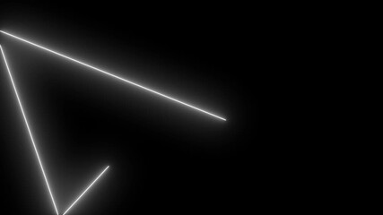 Abstract white neon laser lines forming geometric pattern on black background - Powered by Adobe