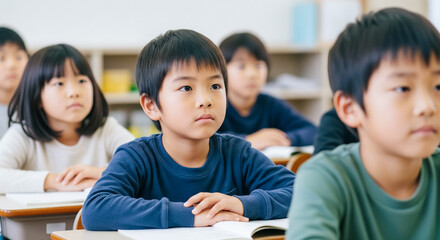 小学校の授業風景 真剣に授業を受ける生徒