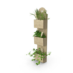 Fototapeta premium An indoor vertical garden with fresh green herbs, perfect for a cozy kitchen., isolated PNG
