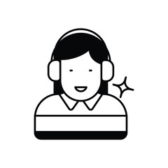 Virtual Assistant  Black Solid Glyph Icon
