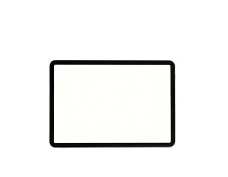 A rectangular screen with a black border sits against a black background
