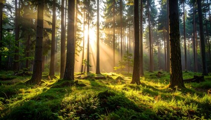 Sunlight streams through a dense forest (14)