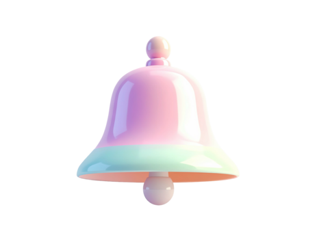 3D rendered pink pastel bell, isolated on black background, shiny, smooth