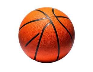 An isolated orange sphere, textured and marked with dark lines, a sports ball