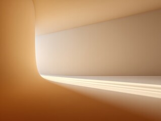 Obraz premium Tunnel of Light: An abstract minimalist perspective. Soft curves and a play of light and shadow create a sense of depth and endless possibility in this inviting architectural design.