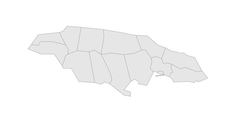 Naklejka premium Jamaica political map of administrative divisions - parishes. Grey blank vector editable map EPS.