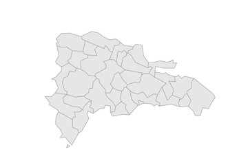 Dominican Republic political map of administrative divisions - provinces and national district. Grey blank vector editable map EPS.