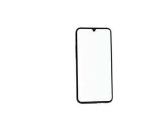 Smartphone with blank screen, isolated on black background