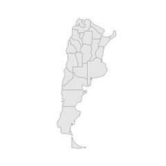 Argentina political map of administrative divisions - provinces and autonomous city of Buenos Aires. Grey blank vector editable map EPS.