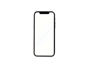 Smartphone with a bright blank screen, against a stark black background