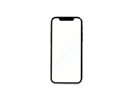 Smartphone with a bright blank screen, against a stark black background