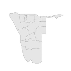 Namibia political map of administrative divisions - regions. Grey blank vector editable map EPS.