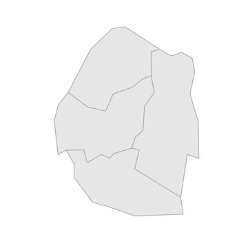 Eswatini political map of administrative divisions - regions. Grey blank vector editable map EPS.