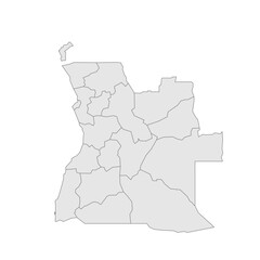 Angola political map of administrative divisions - provinces. Grey blank vector editable map EPS.