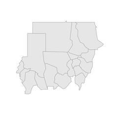 Fototapeta premium Sudan political map of administrative divisions - states. Grey blank vector editable map EPS.