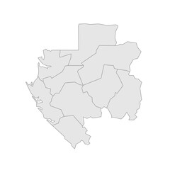 Gabon political map of administrative divisions - provinces. Grey blank vector editable map EPS.
