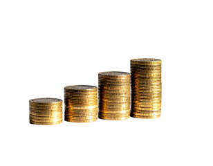 Gold coins in ascending stacks, a visual representation of financial growth