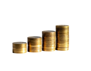 Gold coins in ascending stacks, a visual representation of financial growth