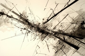 Abstract Ink Drawing With Urban Design Elements