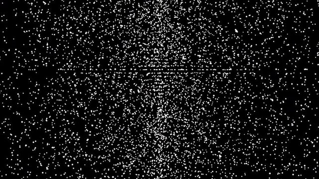 Dynamic dot grid transform animation in tech style, seamless loop on black background for digital art, visual effects, and modern video templates.