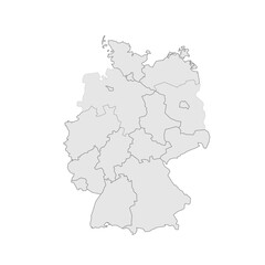 Obraz premium Germany political map of administrative divisions - federal states. Grey blank vector editable map EPS.