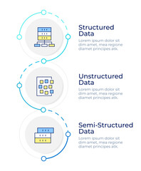 Data management infographic design template. Database, servers. Information organization. Data visualization 3 options. Process vertical flow chart. Montserrat SemiBold, Lato Regular fonts used © bsd studio