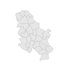 Serbia political map of administrative divisions - okrugs and autonomous city of Belgrade. Grey blank vector editable map EPS.