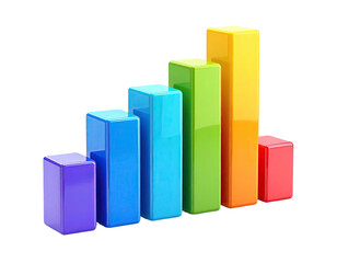 Rainbow-colored bar graph showing increasing data trend against a black background