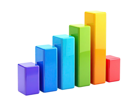 Rainbow-colored bar graph showing increasing data trend against a black background
