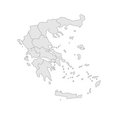 Obraz premium Greece political map of administrative divisions - decentralized administrations and autonomous monastic state of Mount Athos. Grey blank vector editable map EPS.