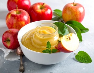 Delicious Homemade Apple Sauce in a Bowl.