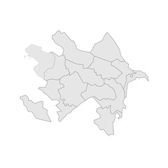 Azerbaijan political map of administrative divisions - districts, cities and autonomous republic of Nakhchivan. Grey blank vector editable map EPS.