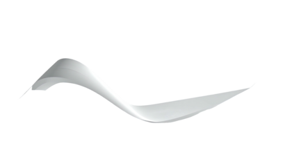 A curved, flowing, grayscale element with a subtle gradient against a black background