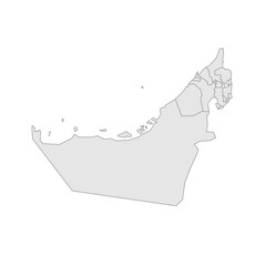 United Arab Emirates political map of administrative divisions - emirates. Grey blank vector editable map EPS.